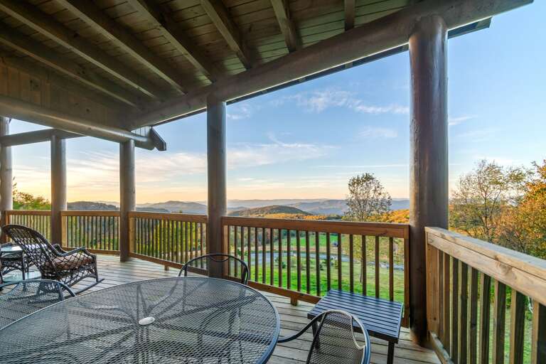 Outdoor seating with mountain views