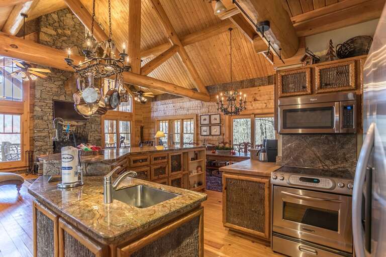 Kitchen with stainless steel appliances and granite counter tops