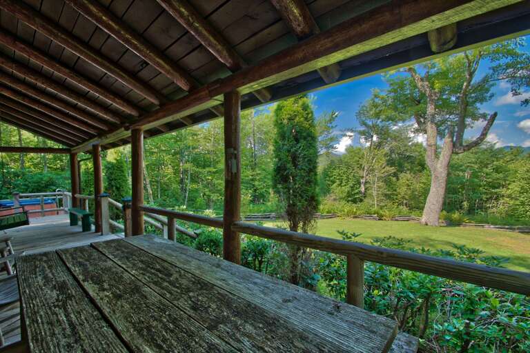 Front porch views of the woods and mountains Front porch views of the woods and mountains
