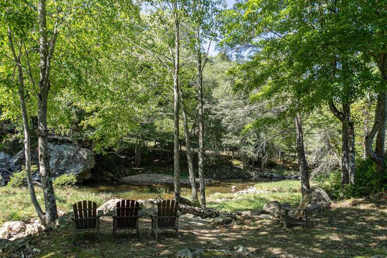 Communal fire pit by the scenic Elk River