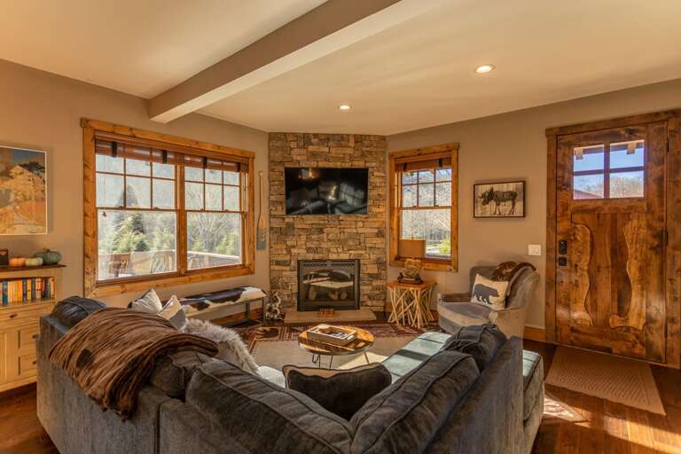 Interior Living Space With Fireplace And Furniture