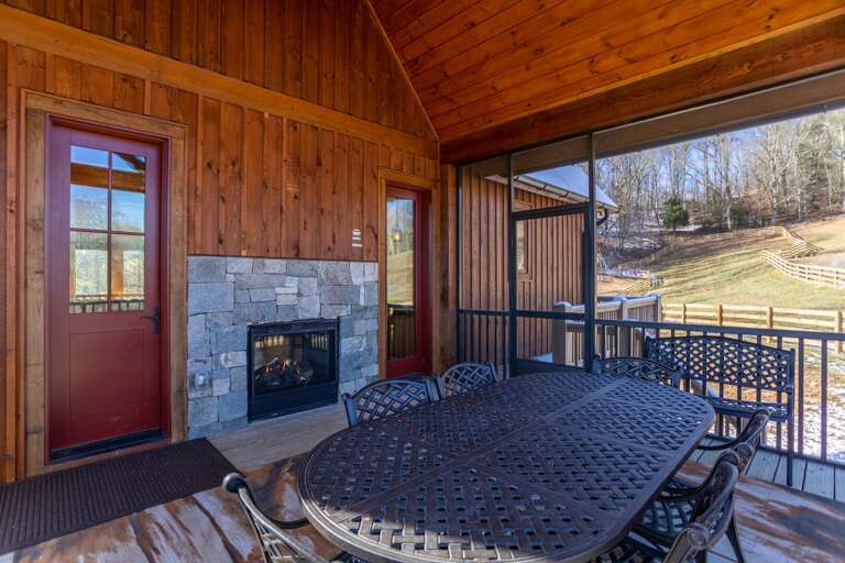 Patio With Table And Chairs, Fireplace, Overlooking Countryside Patio With Table And Chairs, Fireplace, Overlooking Countryside