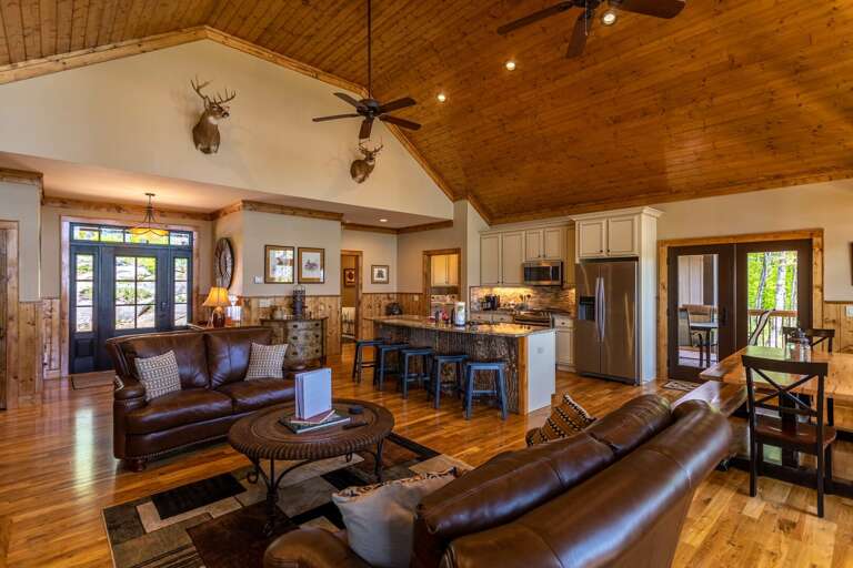 Interior Living Space With Furniture And Kitchenette