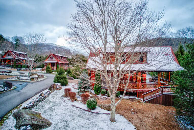 Rustic Cabin In Wintry Setting
