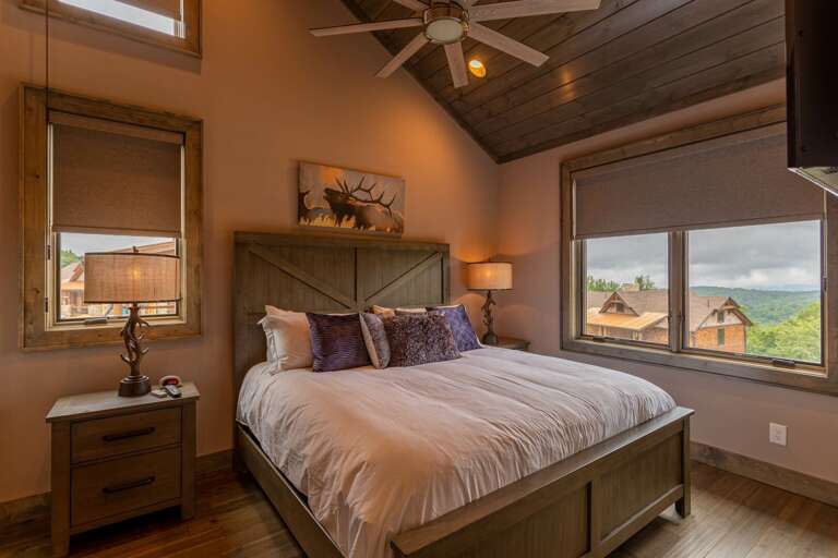 Ensuite 2 with King bed, views, TV, full bath