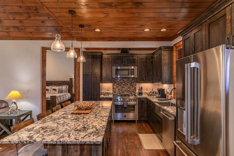 Wooden Kitchen Interior With Stainless Steel Appliances