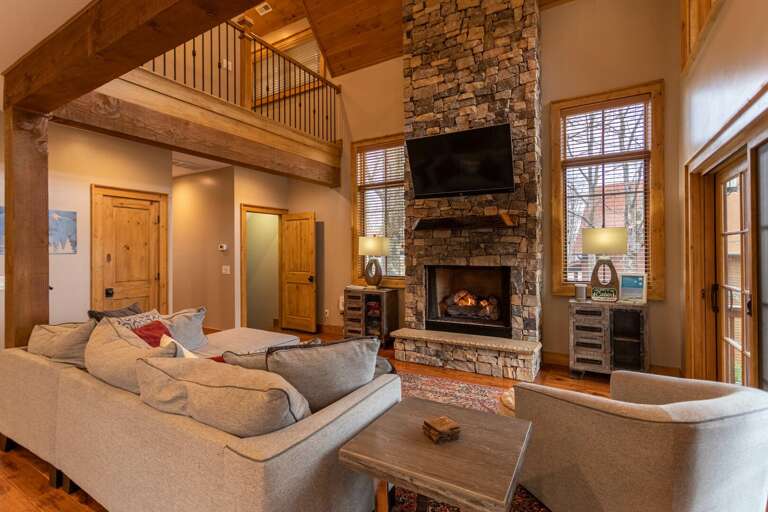 Rustic Living Room With Fireplace And Loft Rustic Living Room With Fireplace And Loft