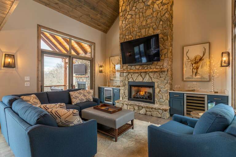 Living Room With Fireplace In Vacation Rental