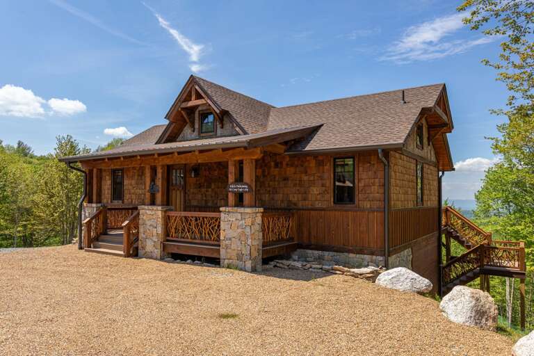 Rustic House With Porch And Forest Background Rustic House With Porch And Forest Background