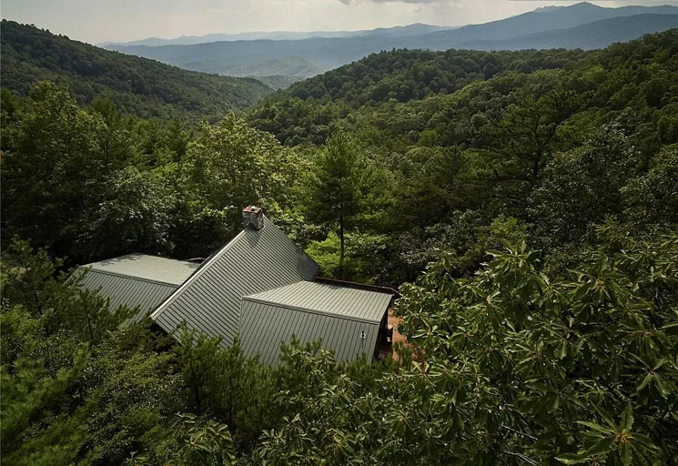 Nestled among the trees on the mountainside
