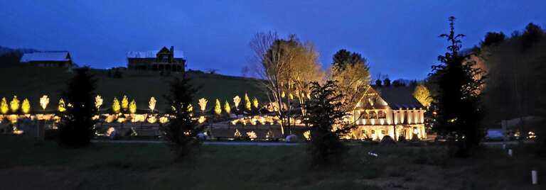 Views of the Eagles Nest Winery at night