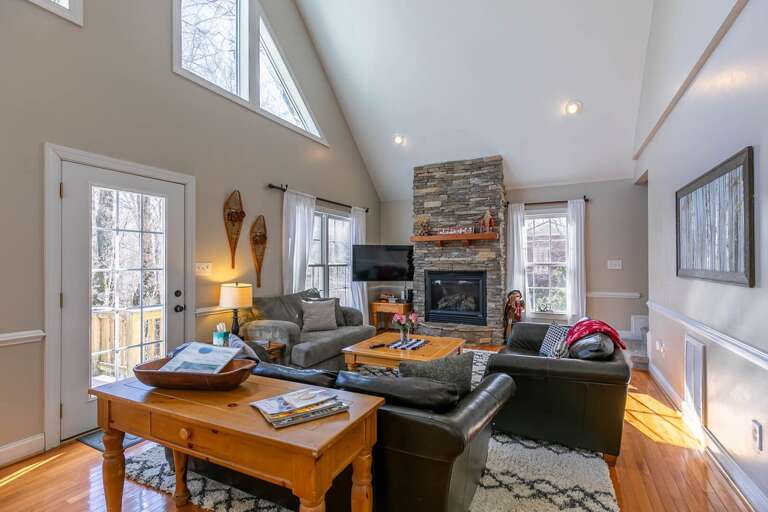 Residential Living Room With Fireplace And Furniture