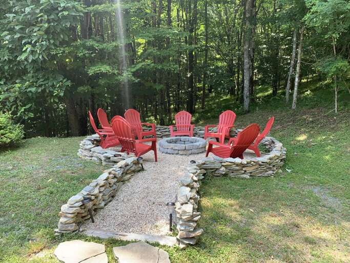 Fire pit in level yard