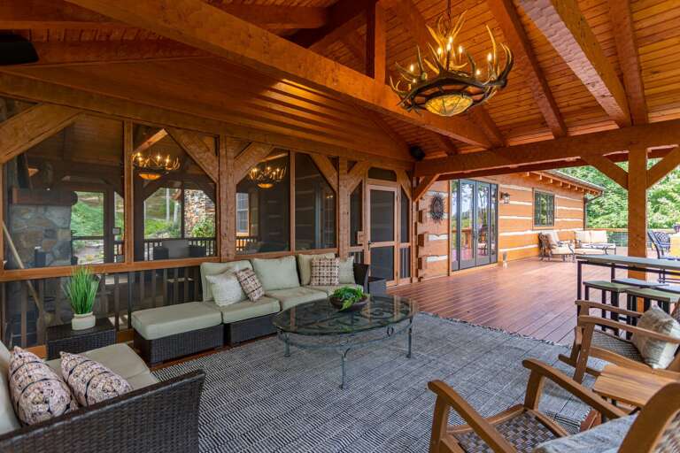 Covered main level back porch.