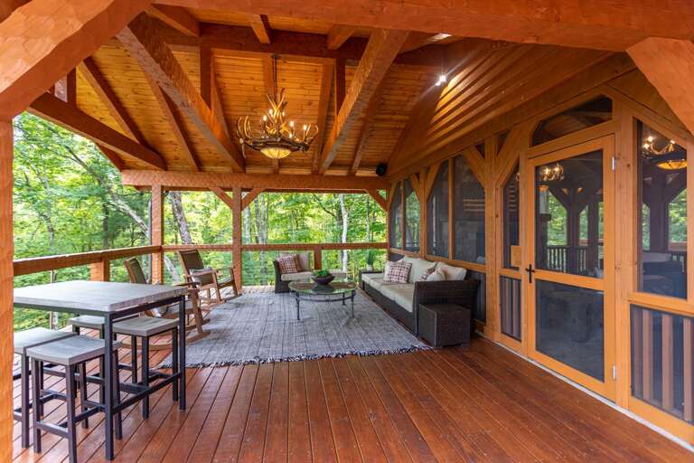 Covered main level back porch.