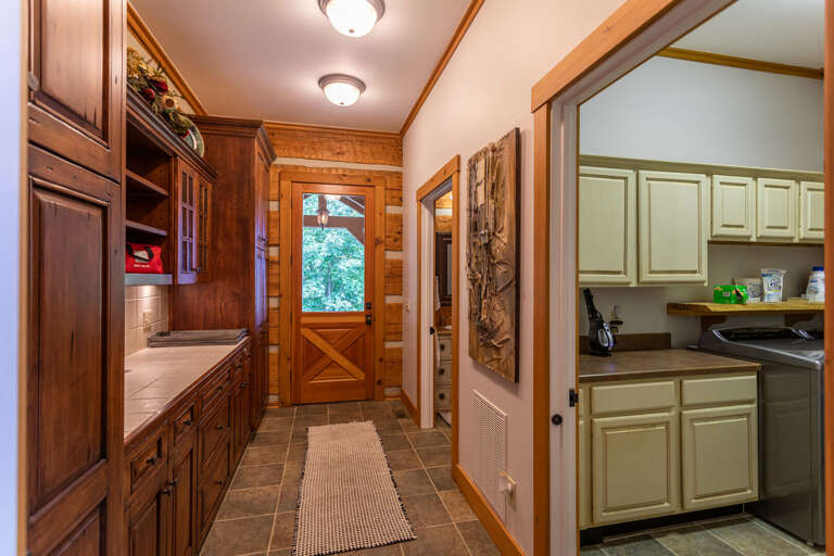 Laundry room and half bath located on main floor.