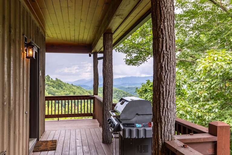 Covered deck with grill and views