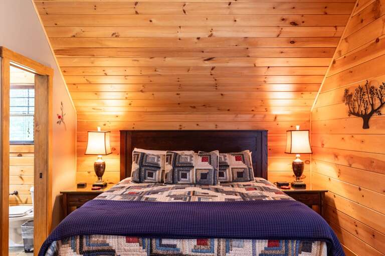 Upstairs king suite with attached bathroom
