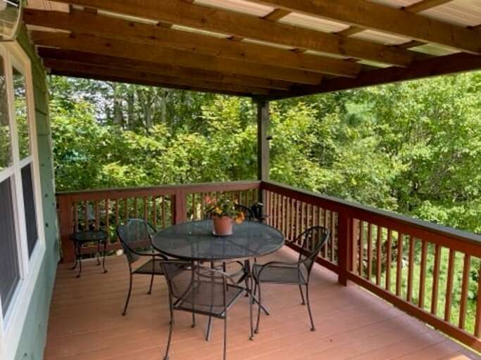 Dining on the covered back deck