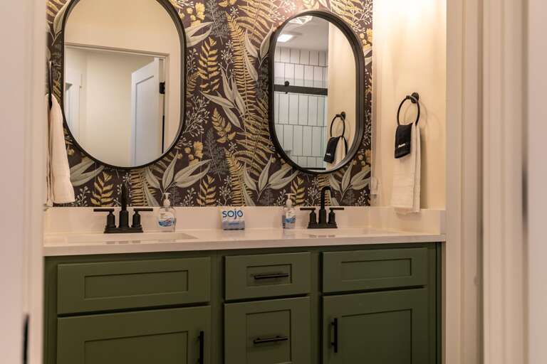 Double vanities in the shared bath make morning preparations a breeze