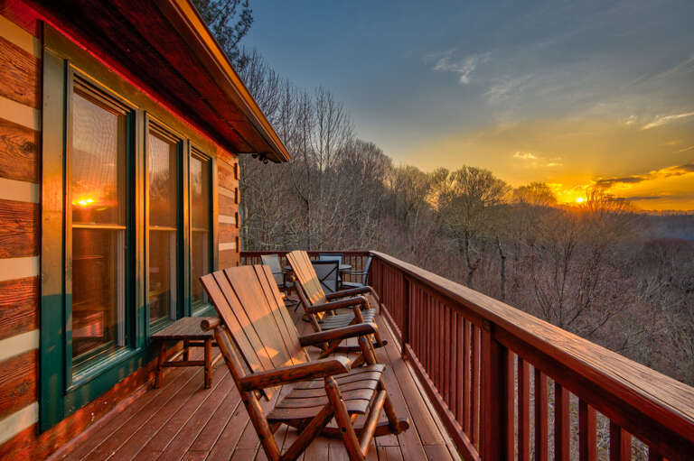 Sunset View From A Scenic Deck At A Secluded Vacation Rental