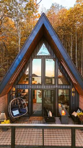 Gaze at the ever changing wonders of the magical mountain views from the deck of your very own treehouse!
