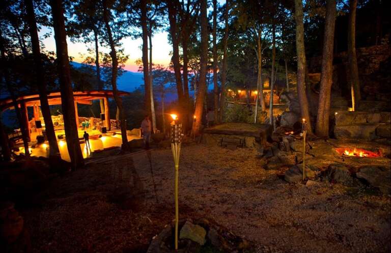 Twilight Trees Surround Serene Vacation Rental, Vibrant Vista Fading Beyond