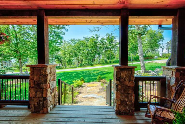 Morning coffee on the covered porch at The Sugar Chalet