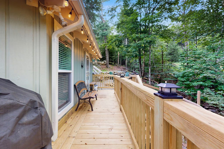 The deck is a great place to drink in the cool mountain breezes!