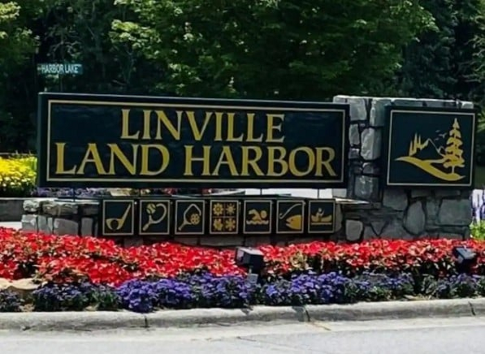 Amenities at Linville Land Harbor include a basketball court, a private beach on a 45-acre lake,