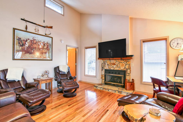 Cozy up in front of the gas log fireplace, with TV mounted above, and relax after a long day of fun in the mountains!