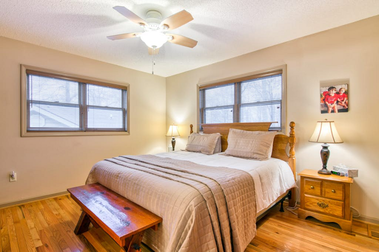 A king bedroom suite on the first floor beckons you to dreamland.