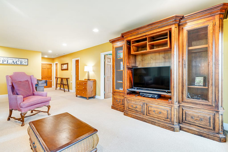 Kick back for movie night in the lower-level entertainment space.