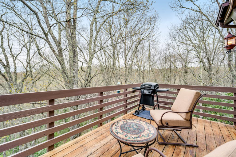 Step onto the deck and settle in among the trees for a relaxing Blue Ridge escape.
