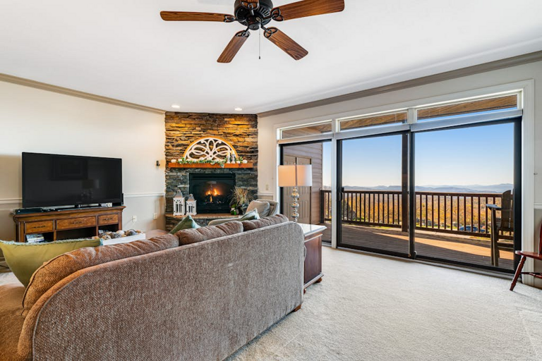 Settle in by the fireplace and enjoy mountain views right from the comfort of the living room.