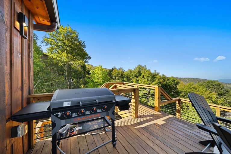 Blackstone grill on open deck with a view