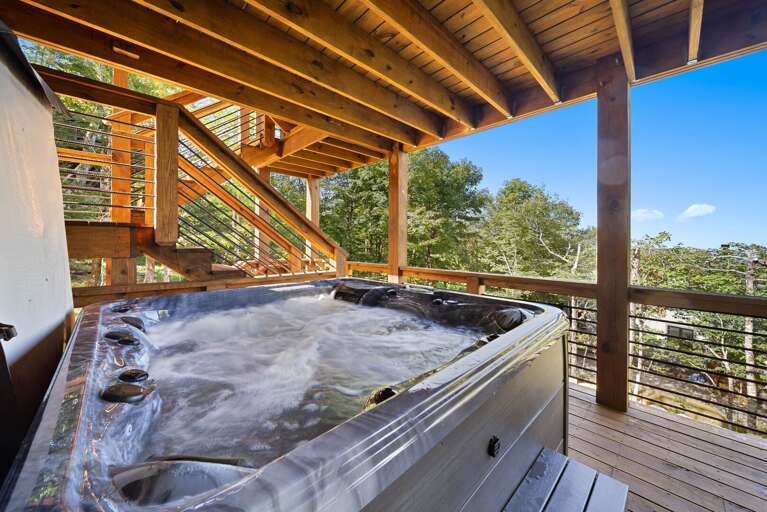 Hot tub on covered deck