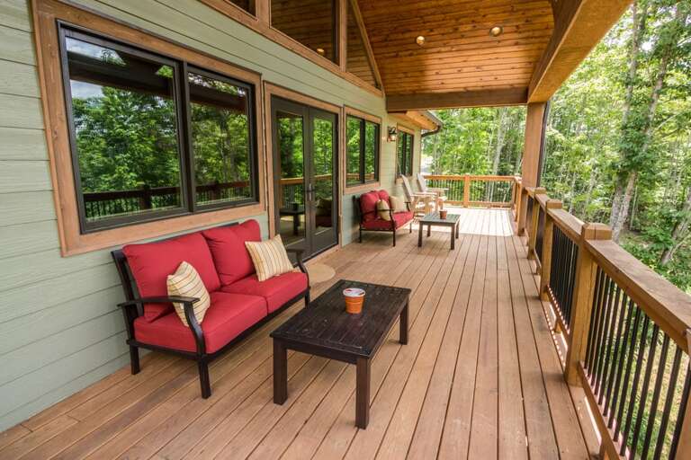 Upper deck with tables and chairs Upper deck with tables and chairs