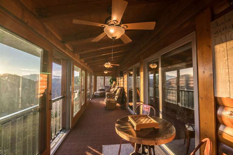 Screened in porch overlooking the mountains