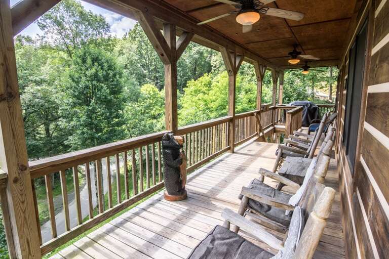Front porch of the home with chairs