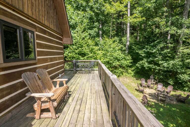 Seating area overlooking the fire pit