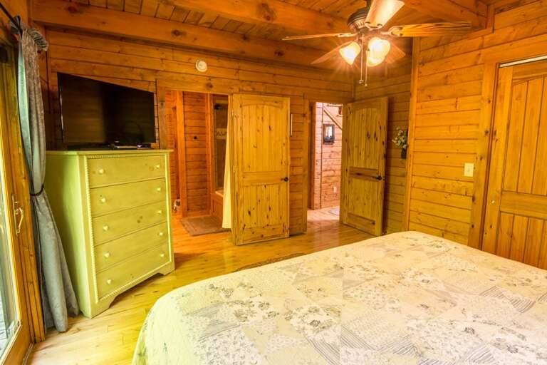 Upper level king bed with full bathroom