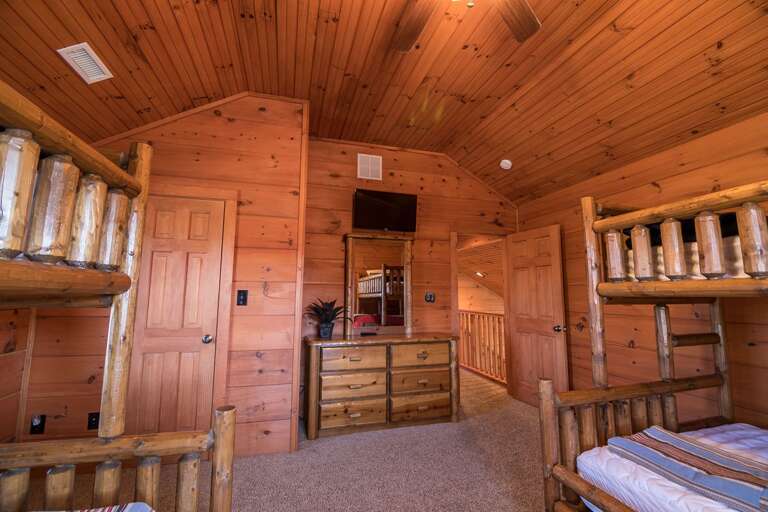 Two sets of twin over full bunks