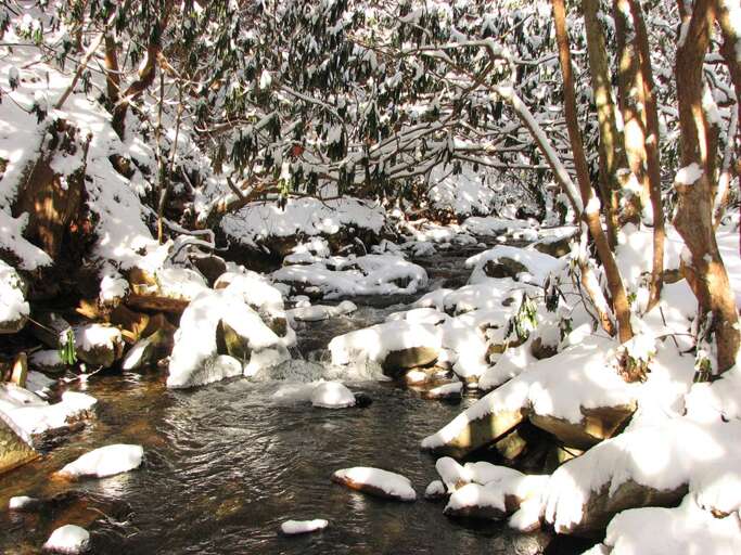 Snow covered creek Snow covered creek