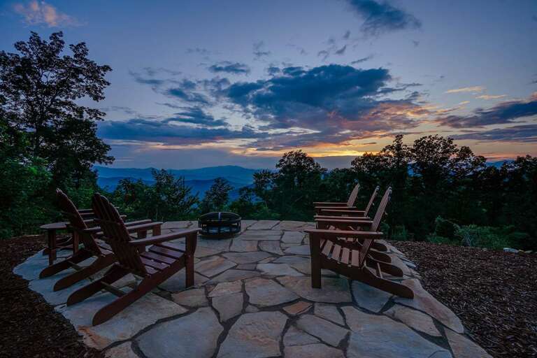 Sunset Falls - fire pit at sunset
