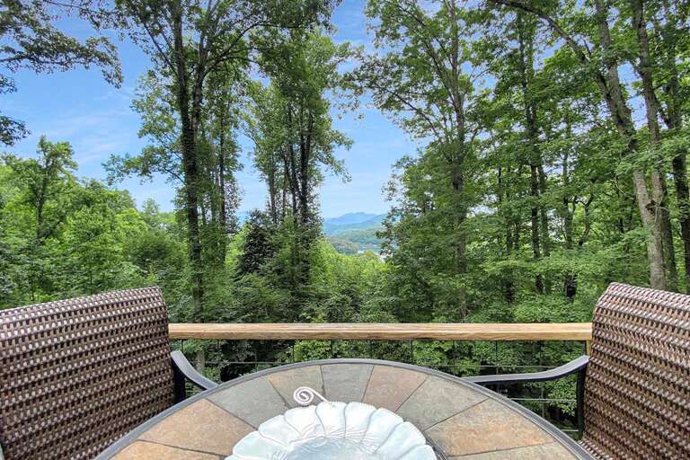 bistro table with lake view