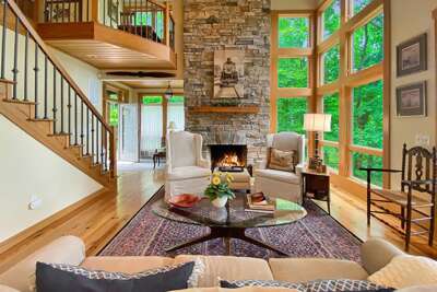 living room with gas fireplace