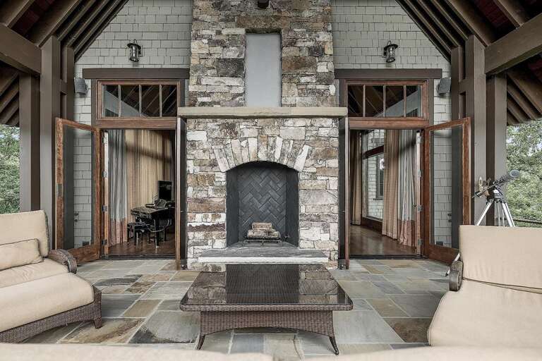 outside porch and fireplace on main level outside porch and fireplace on main level