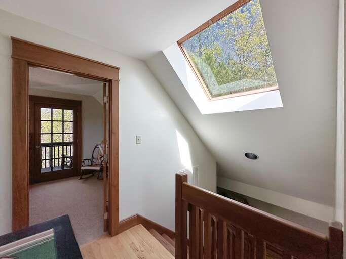 upstairs hall looking in to queen bedroom