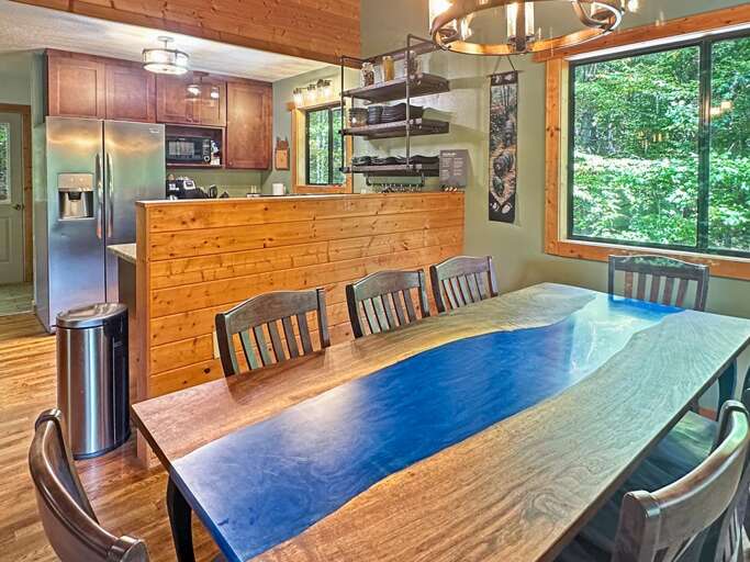 New dining table and kitchen